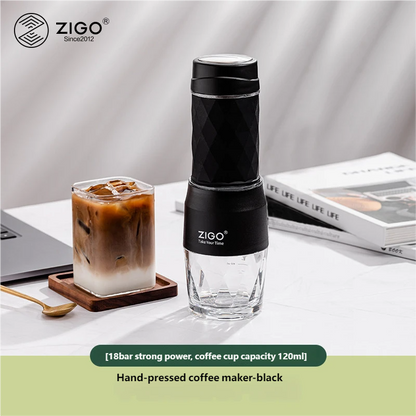 zigo espresso machine portable home small one person hand press manual espresso powder capsule portable mini