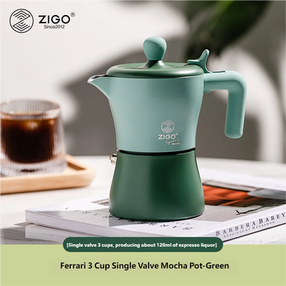Zigo Ferrari Moka Pot Concentrated Extraction Espresso Coffee Pot Small Outdoor Amir Co-branded Model for Home Use