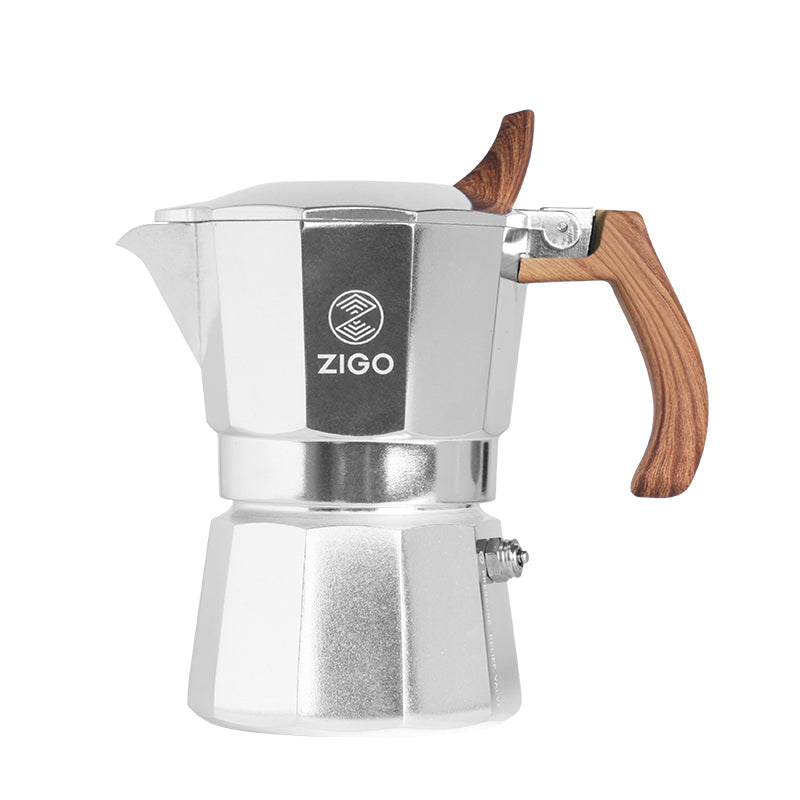 zigo Dual Valve Moka Pot Brewing Coffee Pot Utensils Home Portable Italian Extraction Hand Drip Coffee Machine Set Outdoor