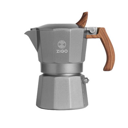 zigo Dual Valve Moka Pot Brewing Coffee Pot Utensils Home Portable Italian Extraction Hand Drip Coffee Machine Set Outdoor