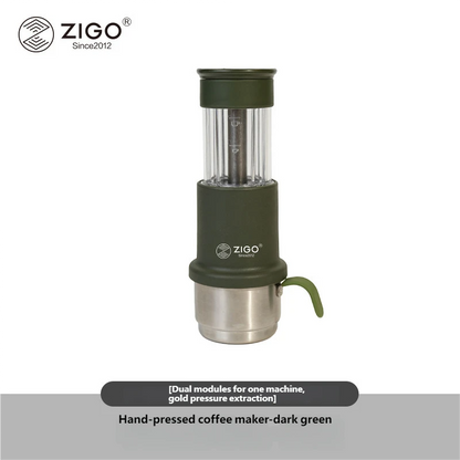 Zigo New Italian Hand Press Coffee Machine Outdoor Household Small One-Person Manual Coffee Machine Capsule Coffee Powder Dual-purpose