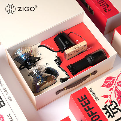 ZIGO Pour Over Coffee Gift Set, Manual Coffee Grinder, Home Dripper, Coffee Kit for Gifting