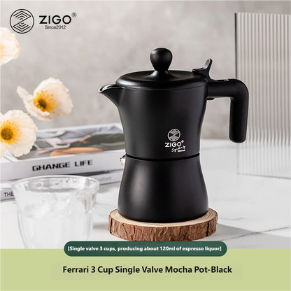 Zigo Ferrari Moka Pot Concentrated Extraction Espresso Coffee Pot Small Outdoor Amir Co-branded Model for Home Use