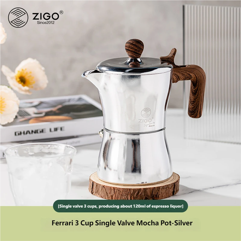Zigo Ferrari Moka Pot Concentrated Extraction Espresso Coffee Pot Small Outdoor Amir Co-branded Model for Home Use