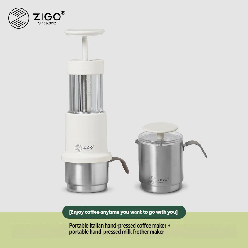 Zigo New Italian Hand Press Coffee Machine Outdoor Household Small One-Person Manual Coffee Machine Capsule Coffee Powder Dual-purpose