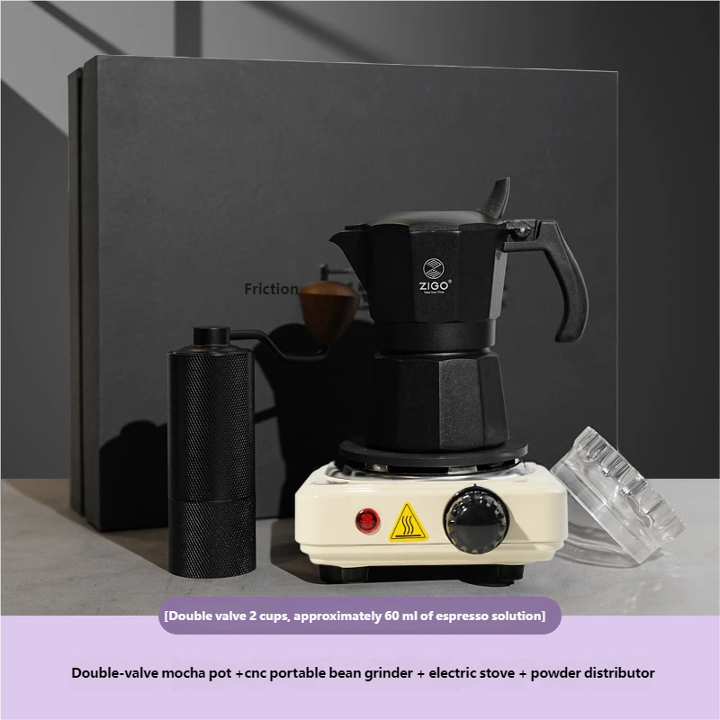 ZIGO Double Valve Moka Pot New Year Gift Set, Complete Coffee Kit for Housewarming & Gifting
