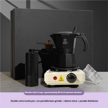 ZIGO Double Valve Moka Pot New Year Gift Set, Complete Coffee Kit for Housewarming & Gifting