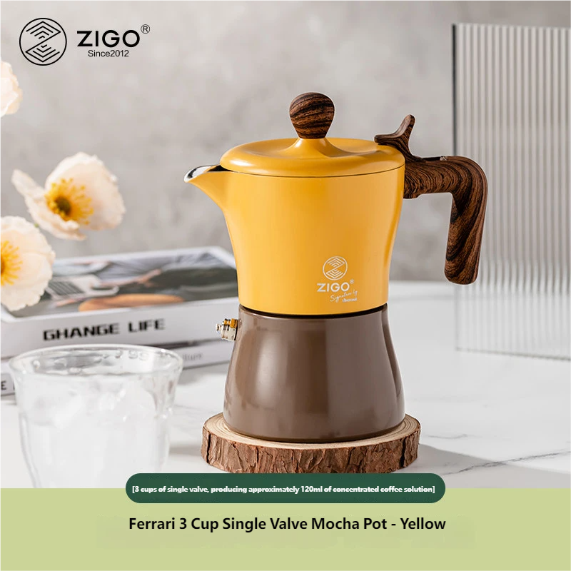 Zigo Ferrari Moka Pot Concentrated Extraction Espresso Coffee Pot Small Outdoor Amir Co-branded Model for Home Use