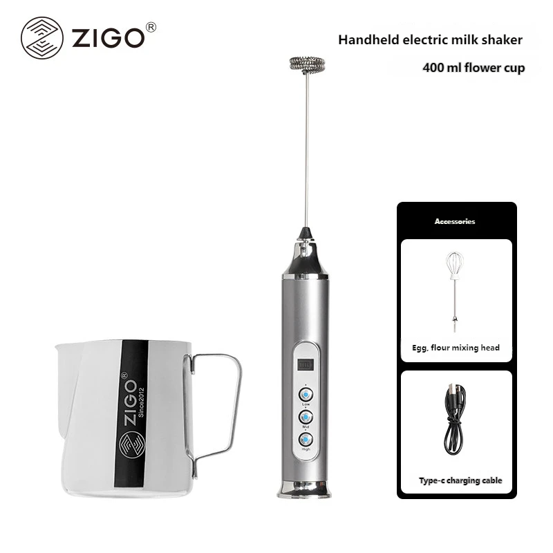 zigo Electric Milk Frothing Maker USB Coffee Milk Frother Household Milk Frothing Handheld Mixer Egg Whisk