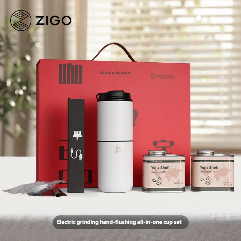 ZIGO Portable Coffee Machine Small Home Grinder Outdoor Electric Grinder Hand Drip Coffee Tumbler