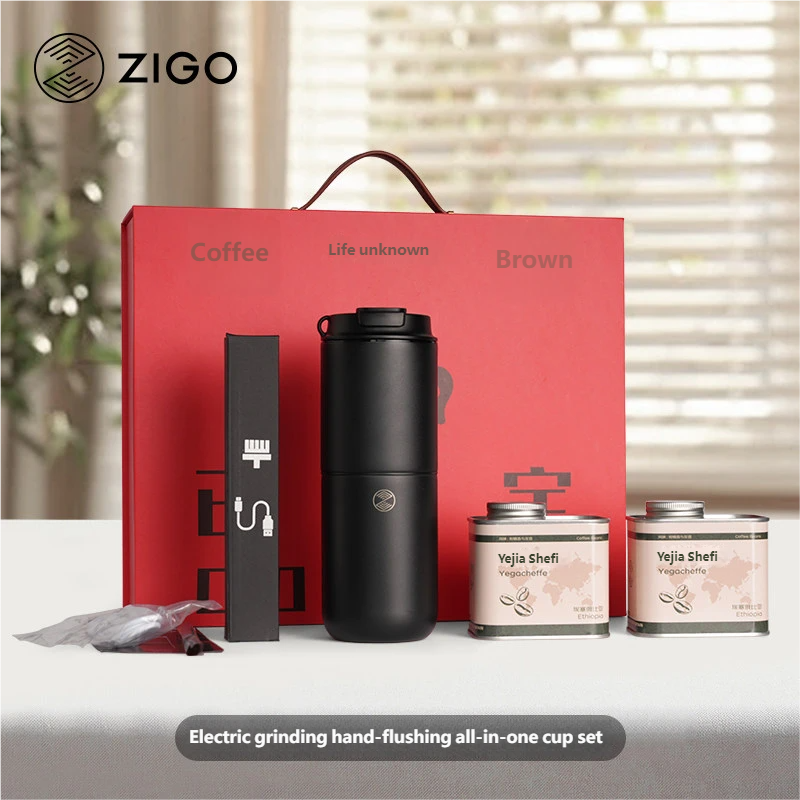 ZIGO Portable Coffee Machine Small Home Grinder Outdoor Electric Grinder Hand Drip Coffee Tumbler